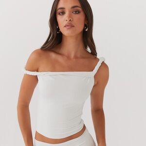 Peppermayo Solace Soul Twist Shoulder Top - Ivory